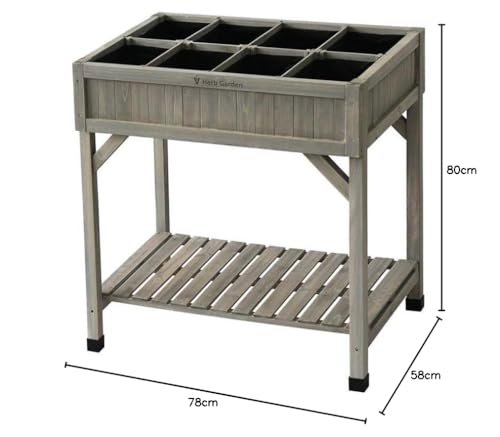 VegTrug 8 Pocket Herb Planter – Grey Raised Wooden Garden Bed