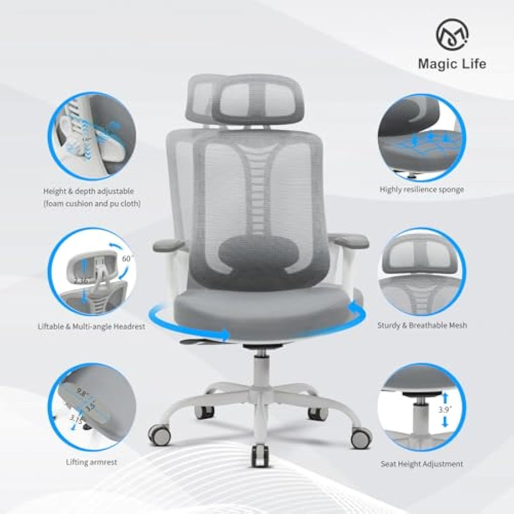 Magic Life Ergonomic Office Chair - Mesh Desk Chair with Lumbar Support