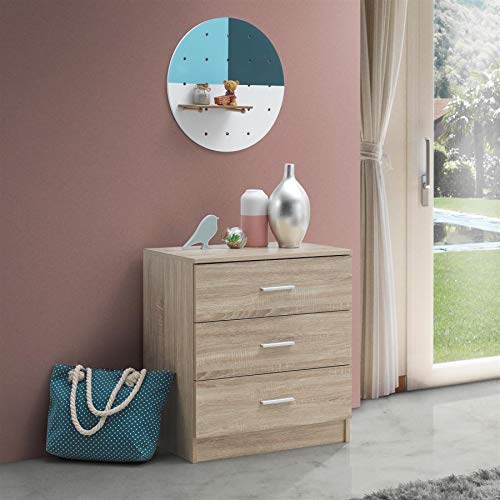Timber Art Design 3 Drawer Chest - Sonoma Oak Matte Storage Unit