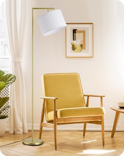 EDISHINE LED Floor Lamp – 63" Gold Standing Lamp with Adjustable Linen Shade