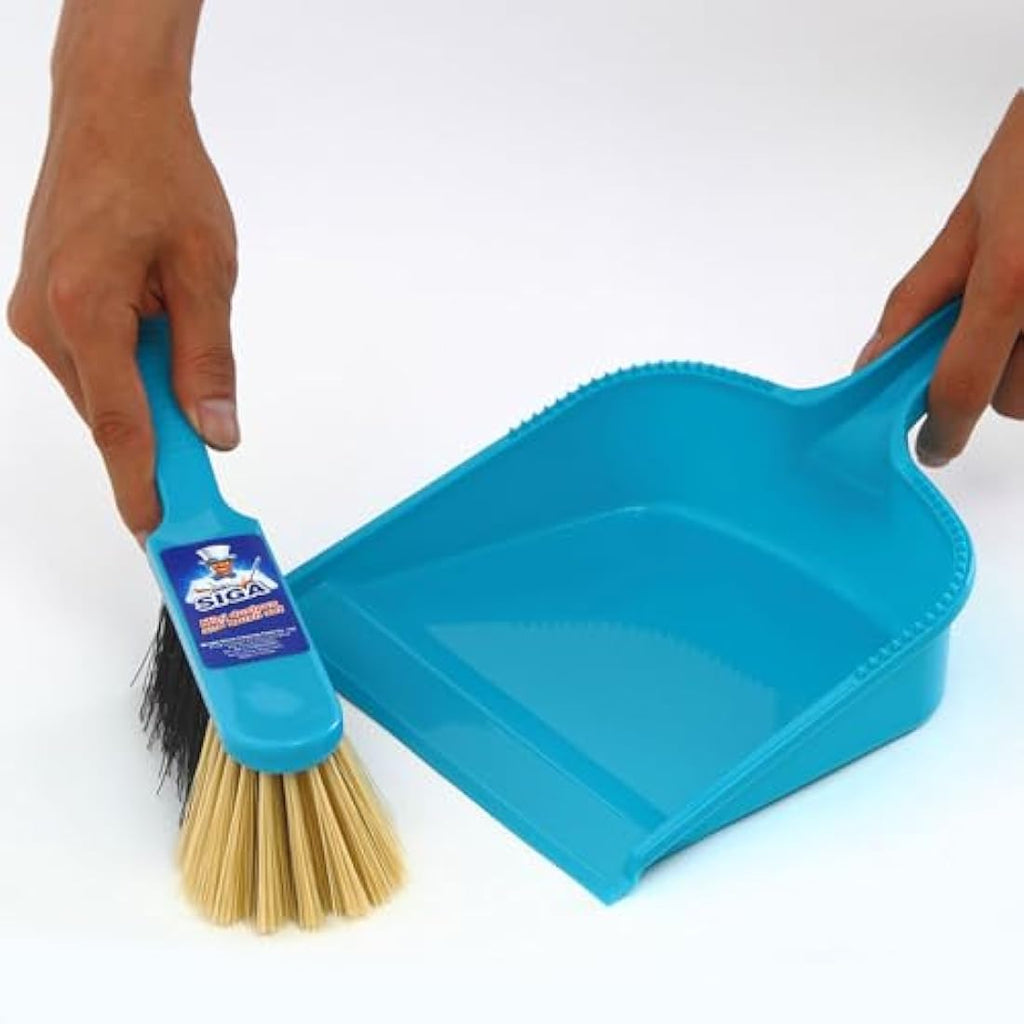 MR.SIGA Dustpan and Brush Set - Pack of 2 Blue & Grey Cleaning Tools