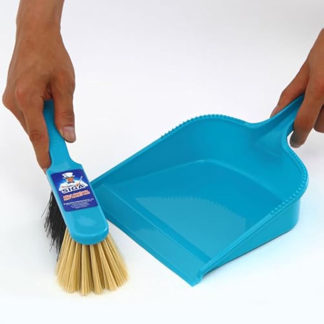 MR.SIGA Dustpan and Brush Set - Pack of 2 Blue & Grey Cleaning Tools