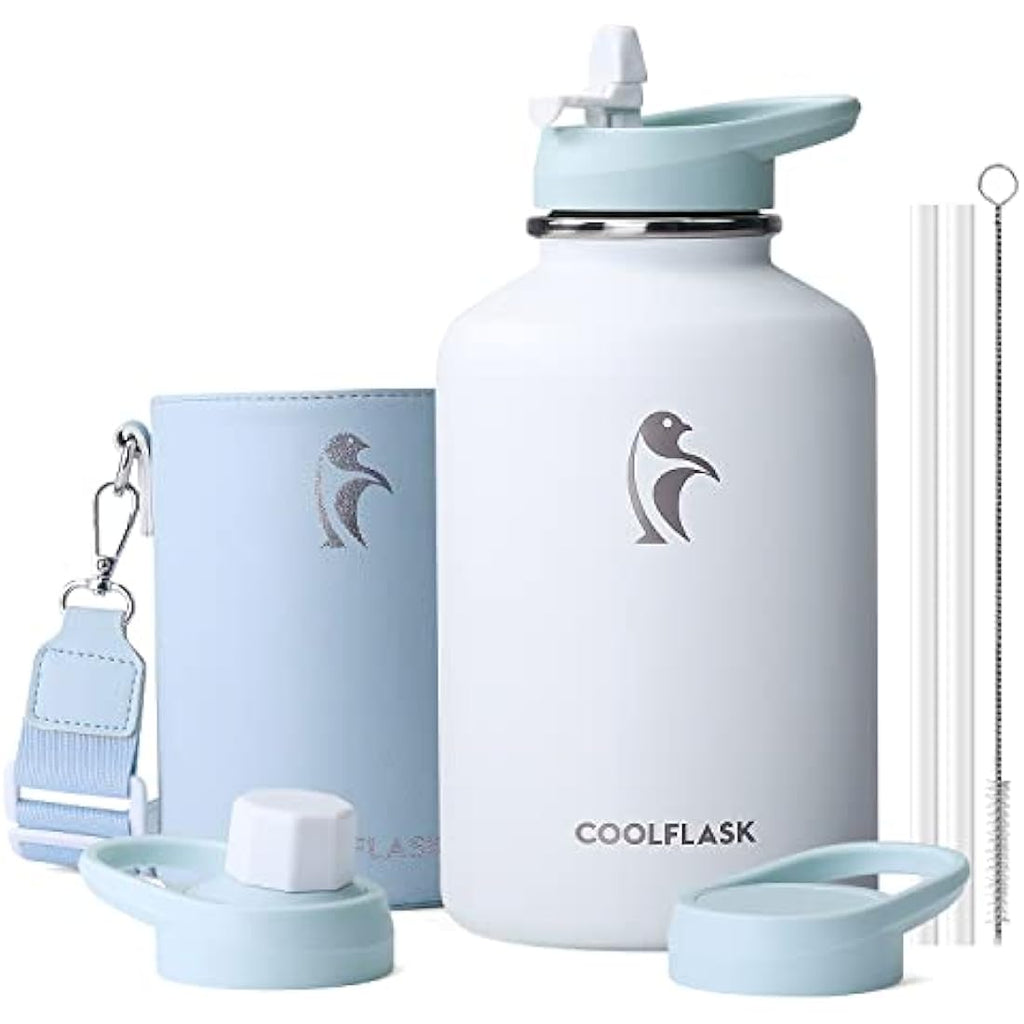 Coolflask 2L Insulated Water Bottle | Half Gallon Stainless Steel