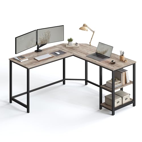 VASAGLE L-Shaped Computer Desk – Corner Gaming Workstation, Greige