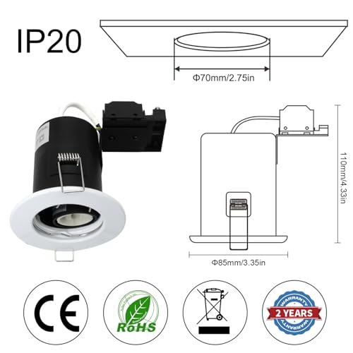 Wondlumi 8-Pack Fire Rated GU10 Downlights – White Recessed Ceiling Lights