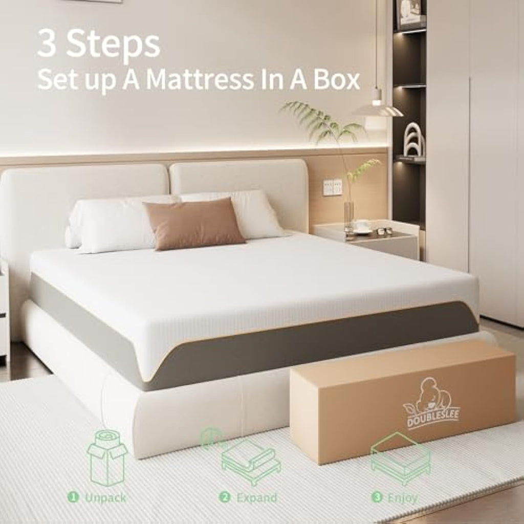Doubleslee 4FT6 Double Memory Foam Mattress | Medium Firm Gel Foam