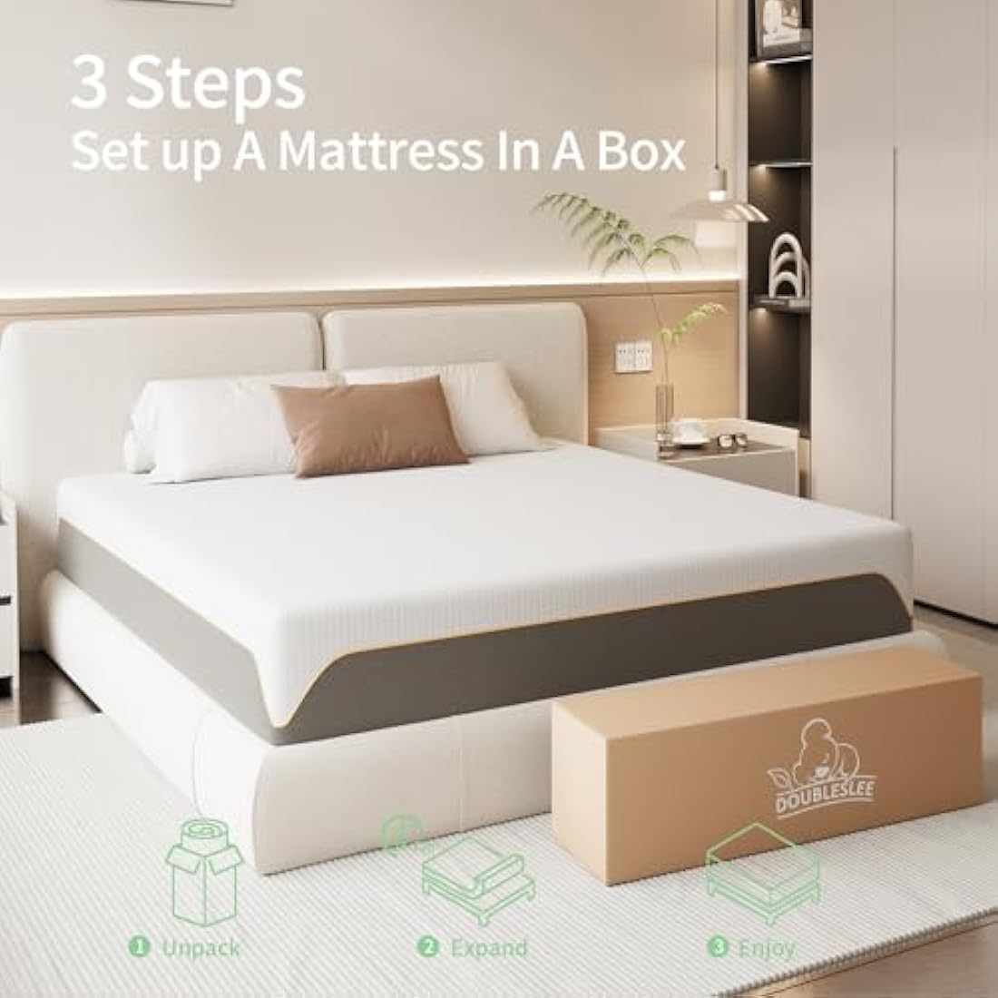 Doubleslee 4FT6 Double Memory Foam Mattress | Medium Firm Gel Foam