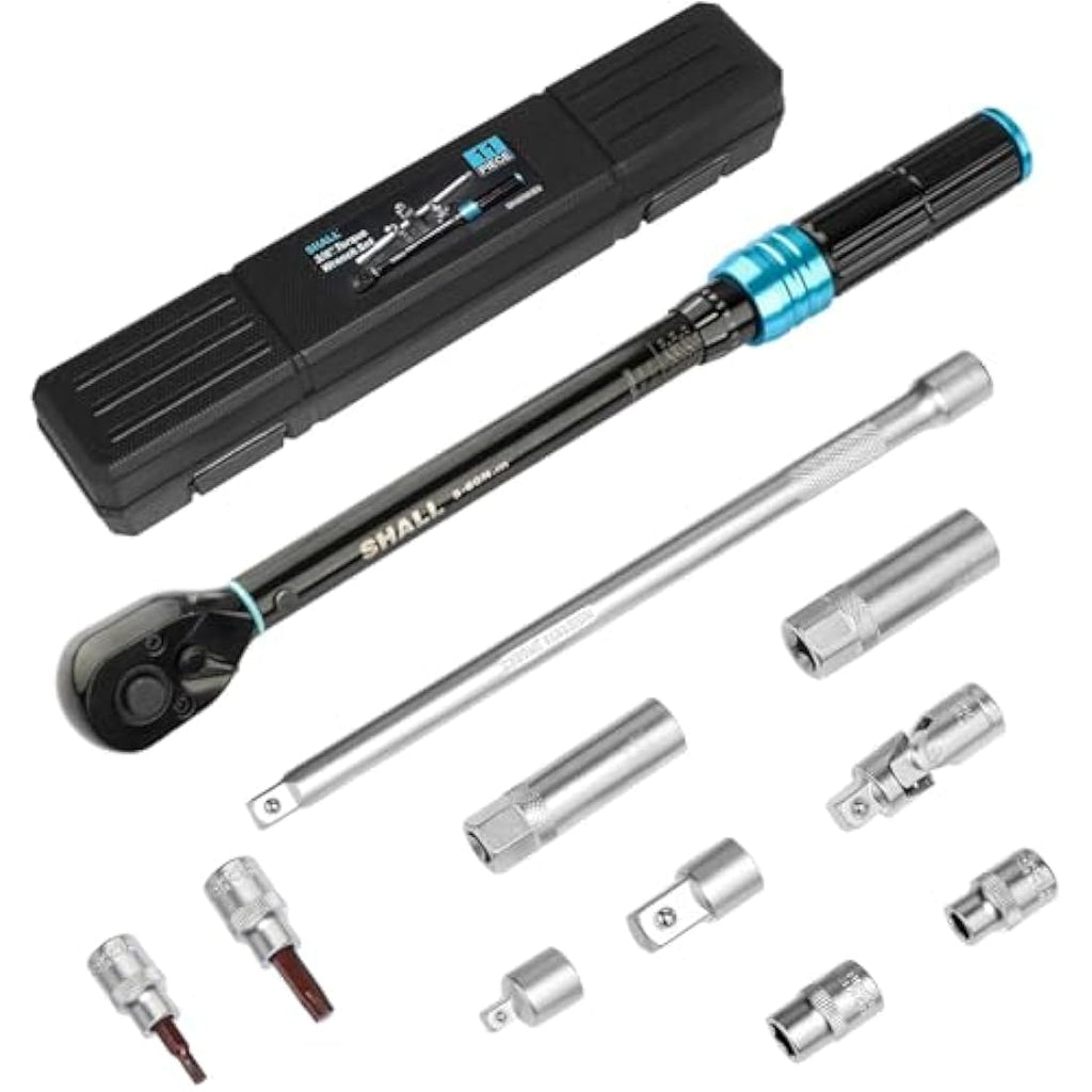 Shall 3/8" Torque Wrench Set (5-60Nm) 11-Piece Kit for Cars & Motorcycles
