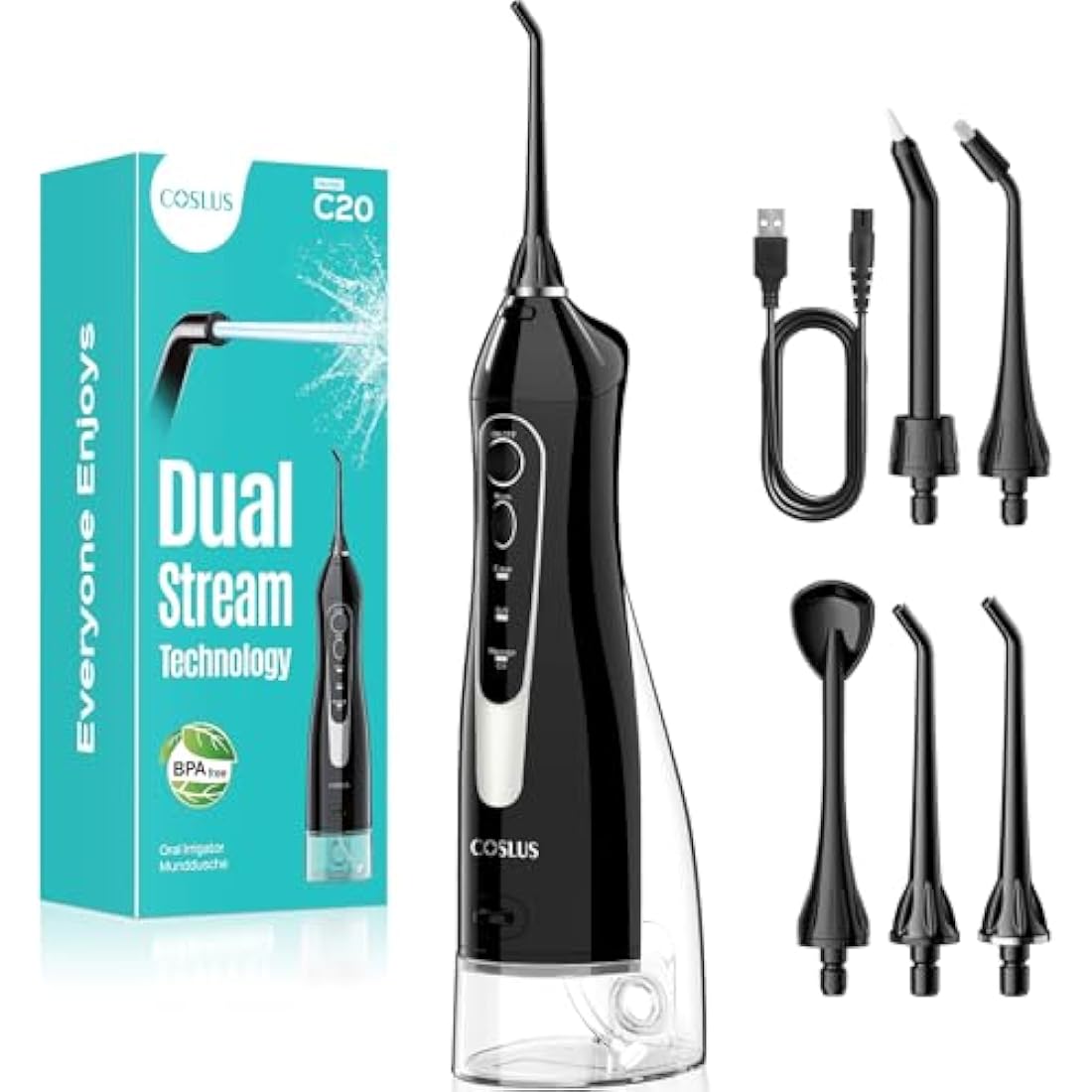 COSLUS Water Dental Flosser – Portable Cordless Oral Irrigator, 300ML