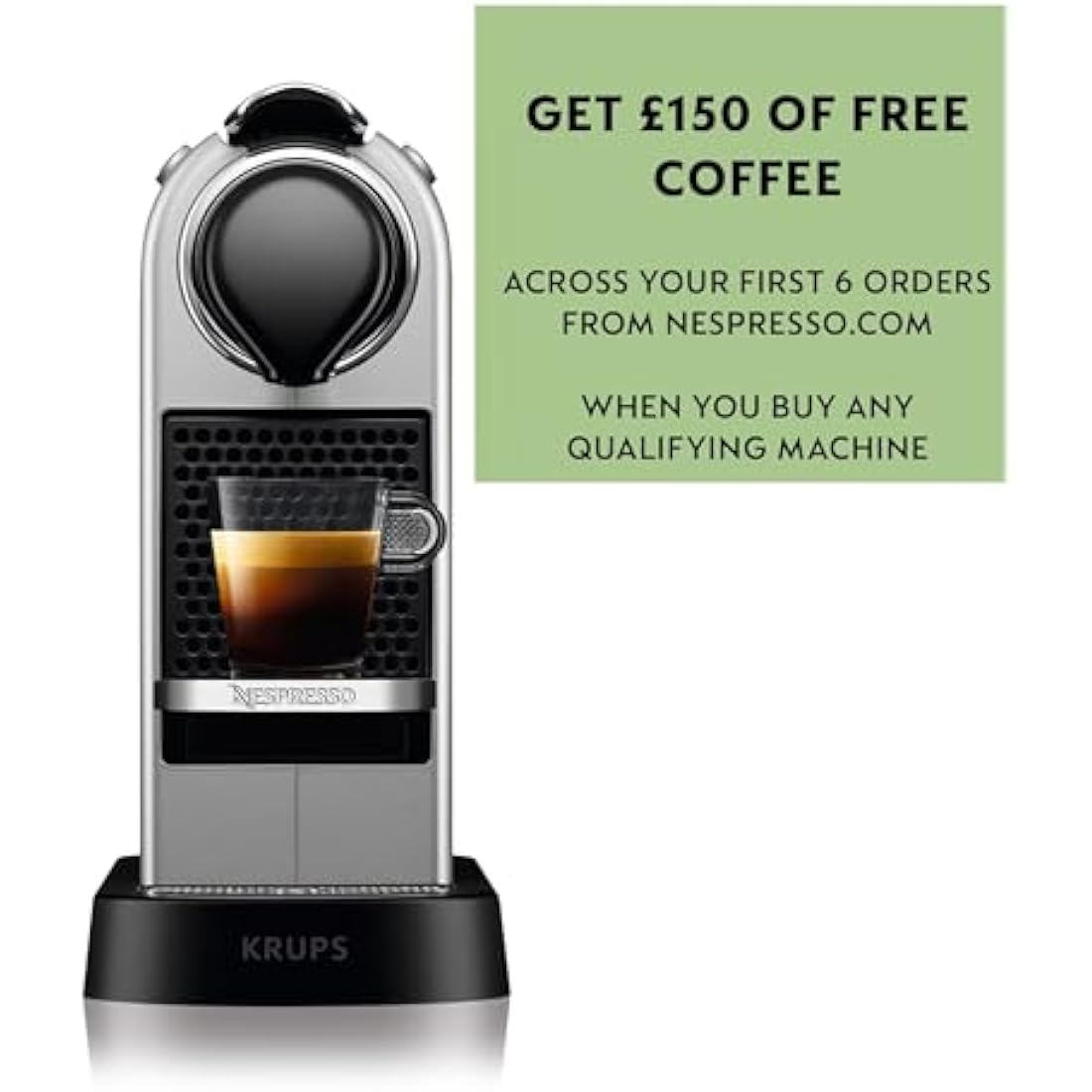 Nespresso Citiz by Krups Coffee Pod Machine - Silver Espresso Maker