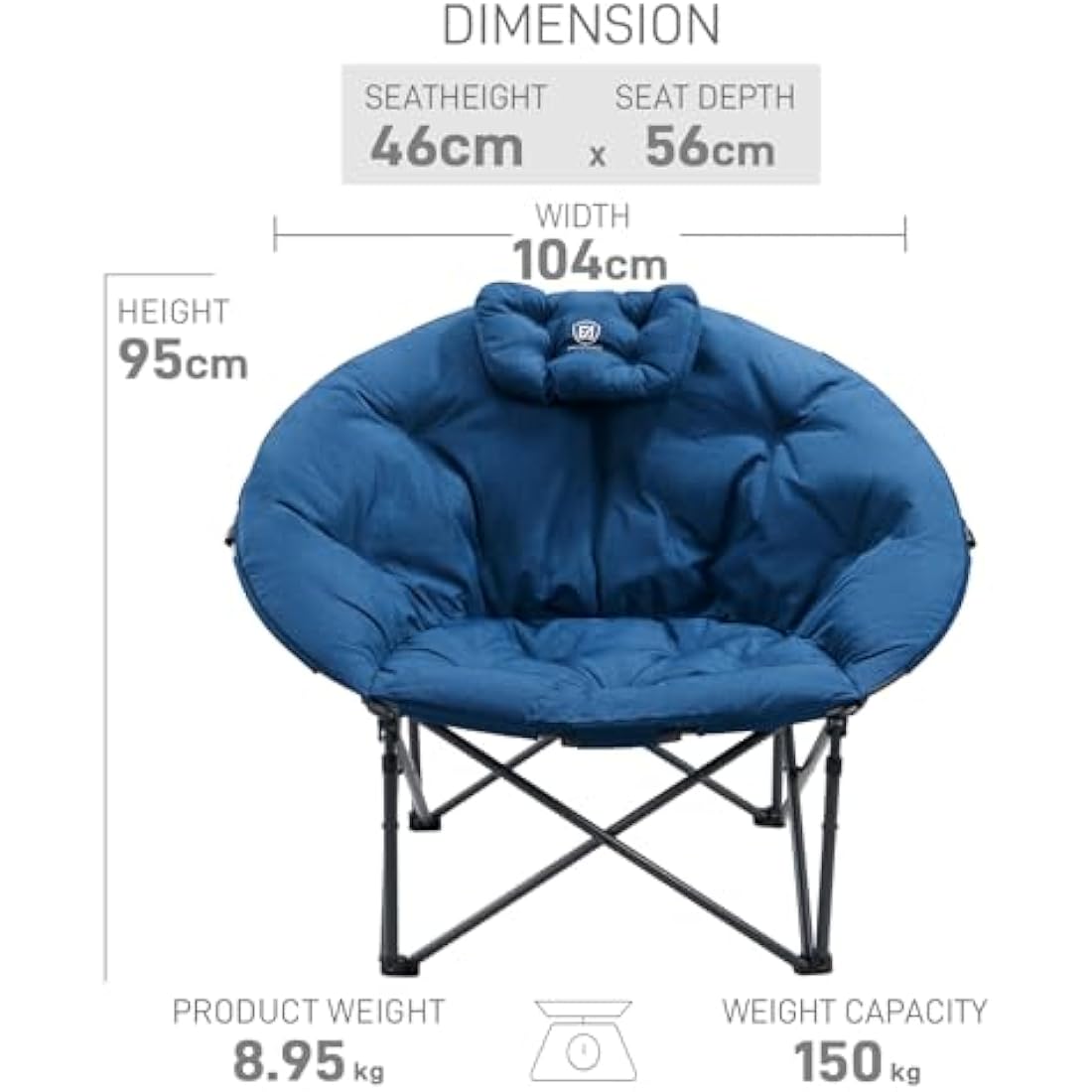 EVER ADVANCED XL Moon Chair – Heavy Duty Padded Folding Camping Chair