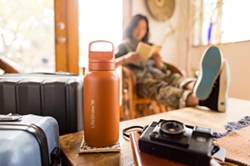 LifeStraw Go Series Insulated Stainless Steel Water Filter Bottle, 1L