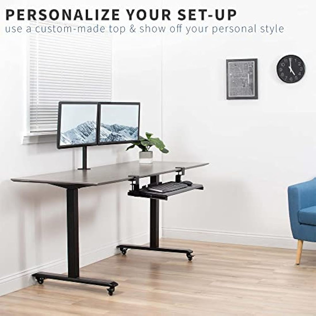 VIVO Height Adjustable Under Desk Keyboard Tray Rails with C-Clamps
