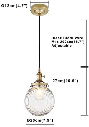 Yosoan Antique Ribbed Glass Globe Pendant Light | Industrial Edison Fitting
