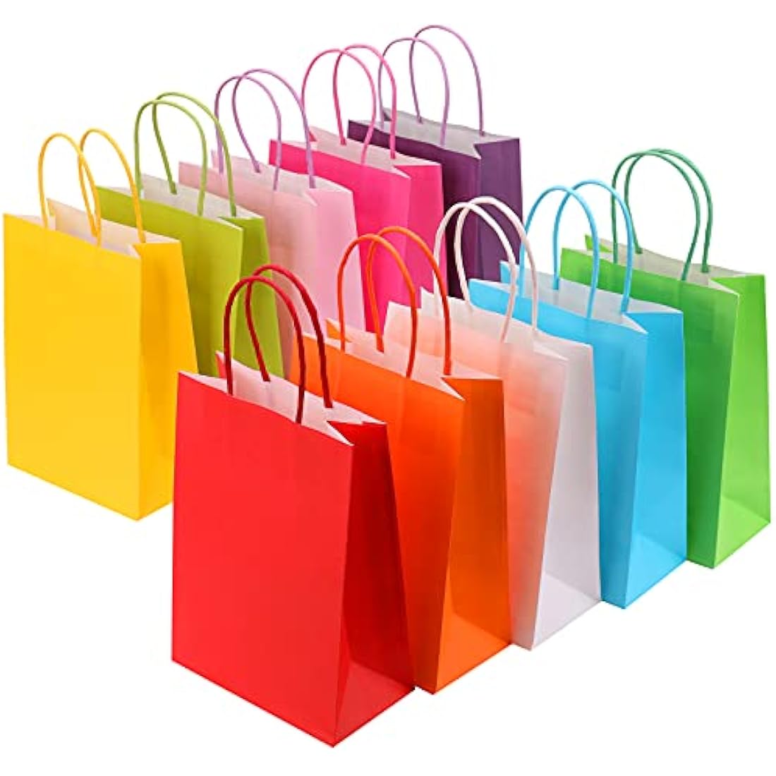 30 Pcs Kraft Paper Party Bags with Handles - 10 Colors