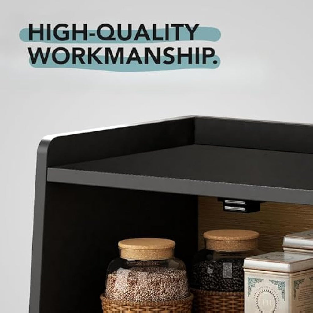 Jolof Store 2-Tier Bamboo Bread Bin – Large Wooden Kitchen Storage Box