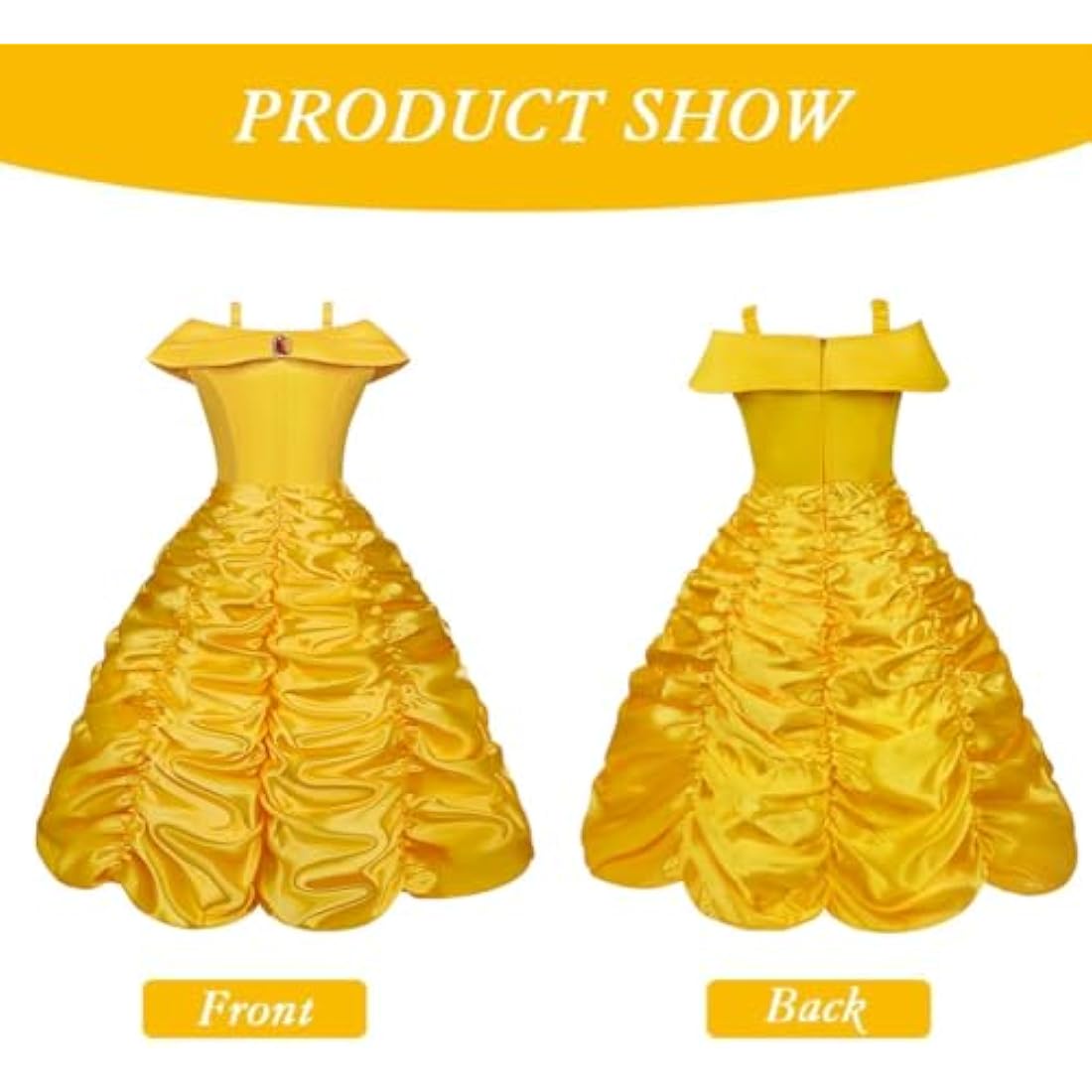 Jolof Store Princess Belle Costume – 9-Piece Yellow Party Dress Set