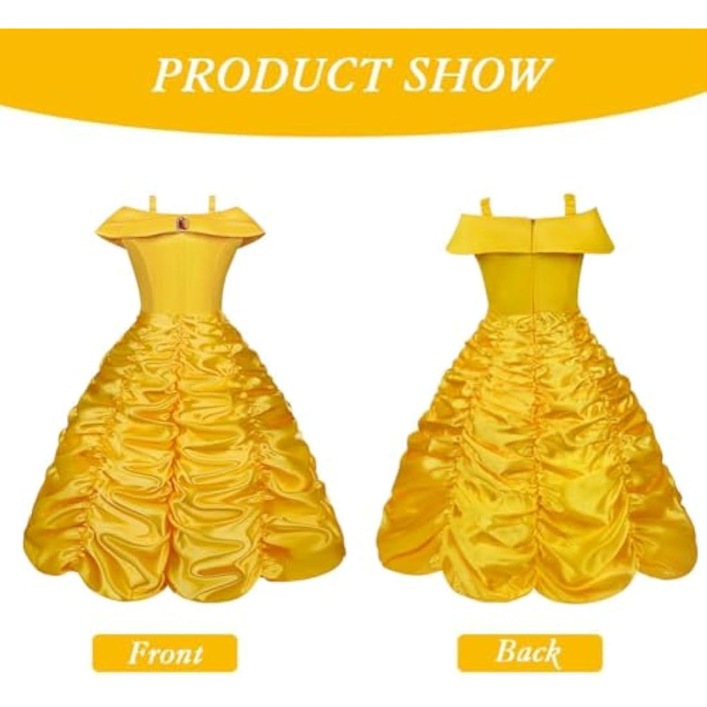 Princess Belle Costume – 9-Piece Girls Fancy Dress Outfit
