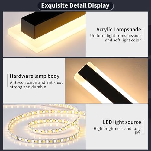 Mikeru 80cm Outdoor Wall Light – 2 Pack 3-Color LED Modern Black Sconce