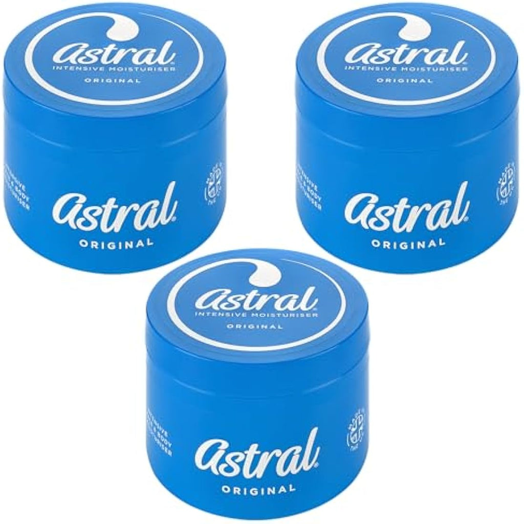 Astral Intensive Face & Body Moisturiser Cream with Lanolin - 500ml (3 Pack)
