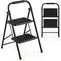 TANGZON 2-Step Folding Ladder | Heavy-Duty Steel Stool with Handrail