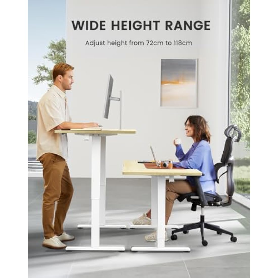 ErGear Electric Standing Desk – 100x60cm Height Adjustable Sit Stand