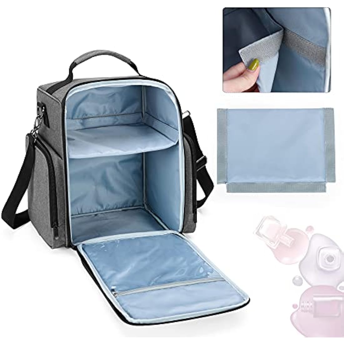 BAFASO Nail Polish Organiser – Large Case for 48 Bottles and Lamp, Grey