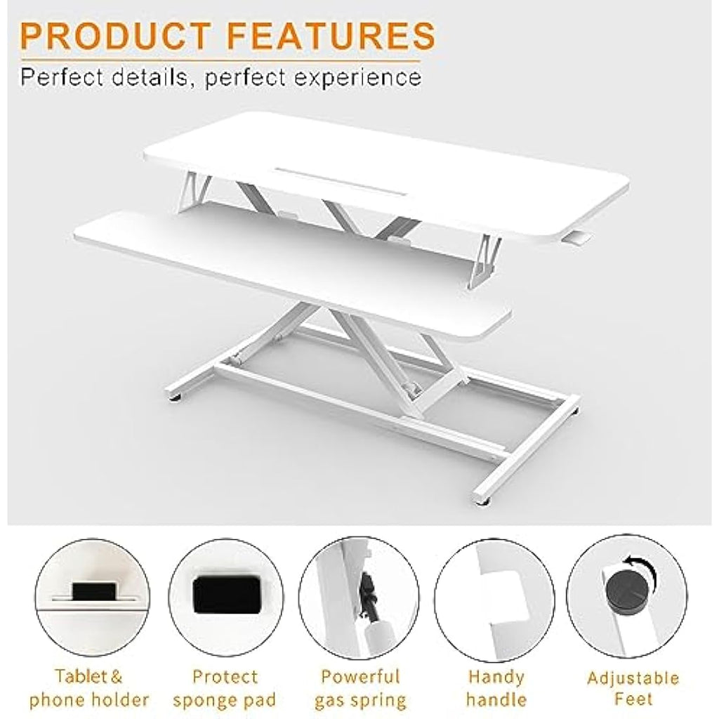 ERGOMAKER Standing Desk Converter | 36" Height Adjustable Dual Monitor Riser