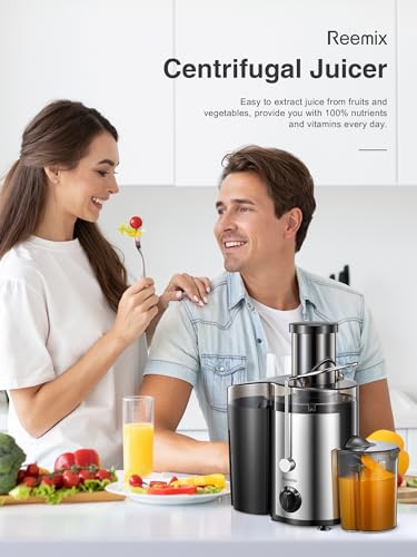 Reemix Centrifugal Juicer – 800W Wide Mouth Extractor for Fruit & Veg