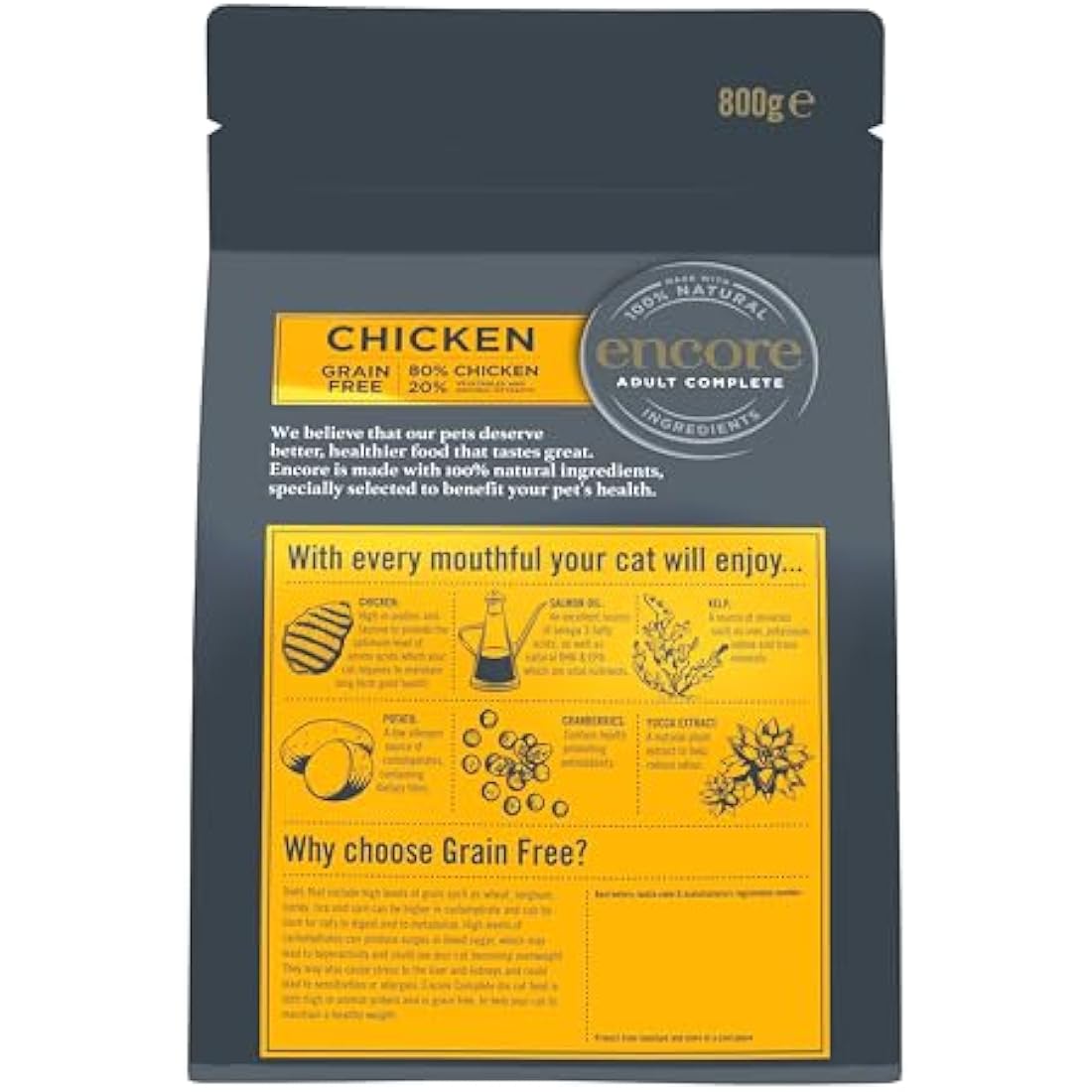 Encore Grain Free Dry Cat Food – High Protein Chicken for Adults 2.4kg