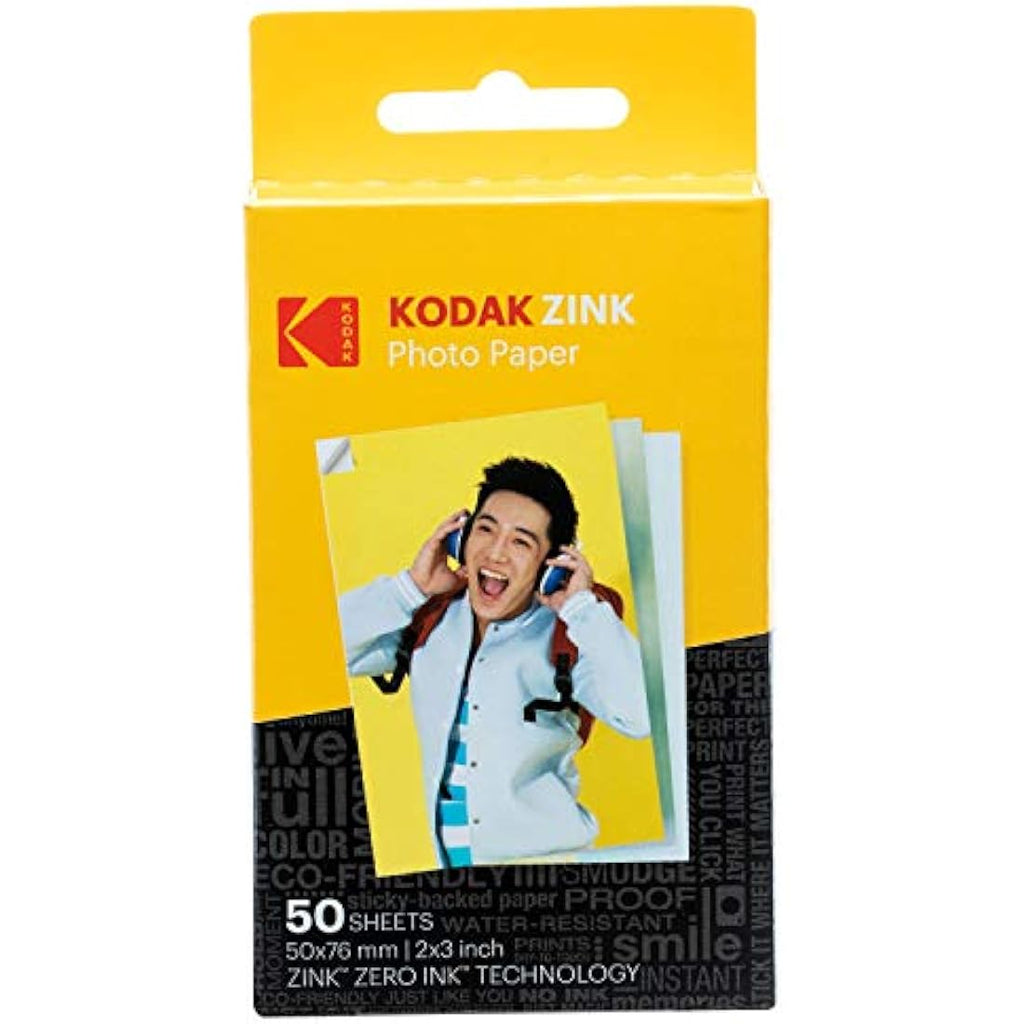 Kodak ZINK Photo Paper – 50 Sheets Sticky-Backed 2x3" for Printomatic