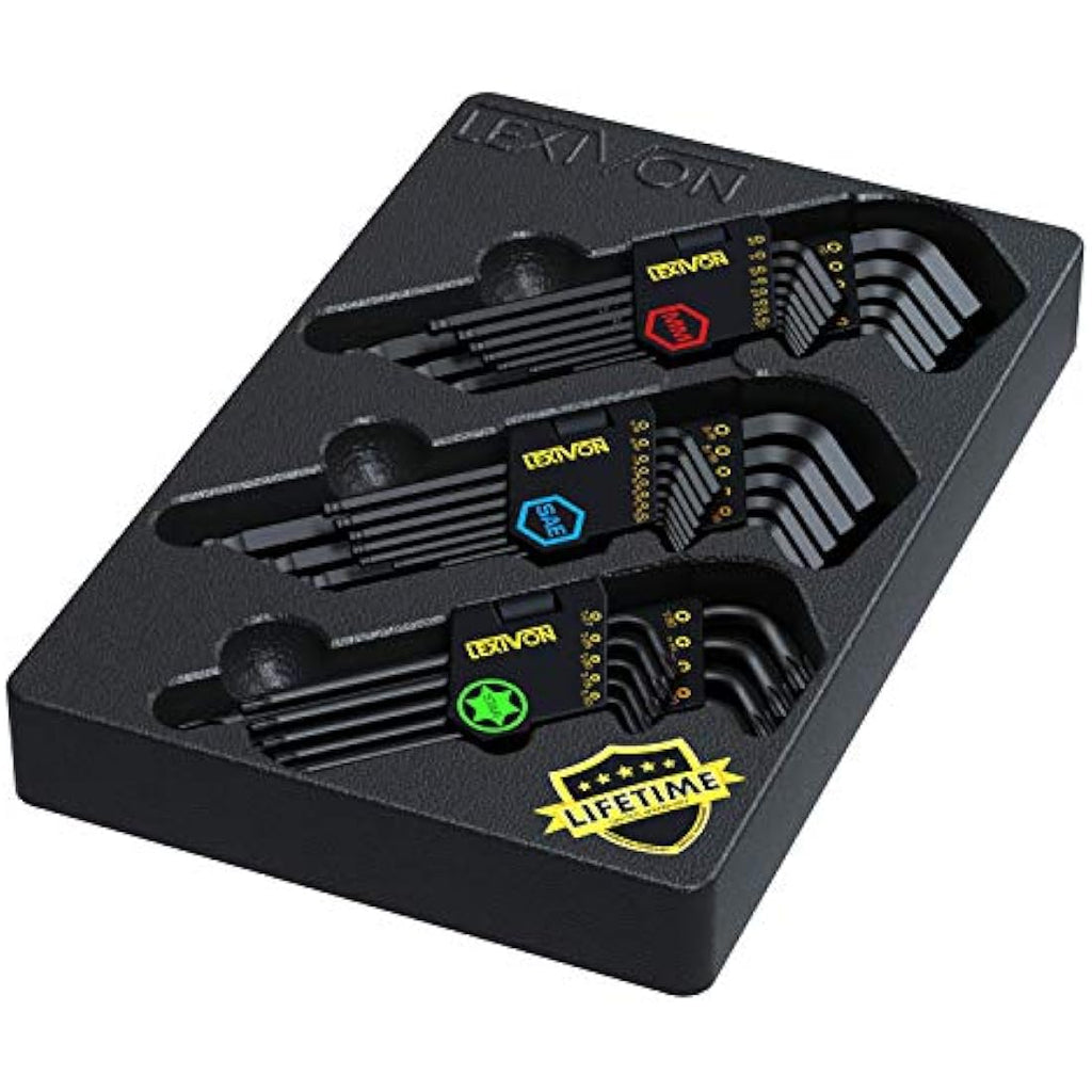 LEXIVON 35-Piece Hex Key Set | Metric/SAE & Star S2 Alloy Steel