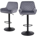 Jolof Store Velvet Swivel Bar Stools Set of 2 | Adjustable Grey Chairs