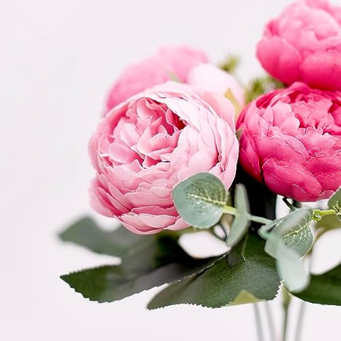 Silk Peony and Tea Rose Artificial Bouquet – Light Rose