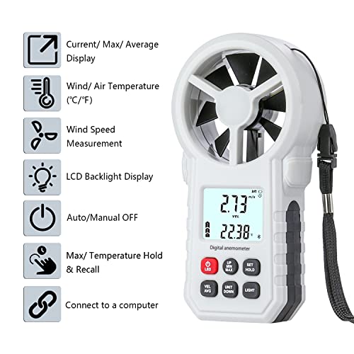 Digital Anemometer - Handheld Wind Speed Meter with Bluetooth