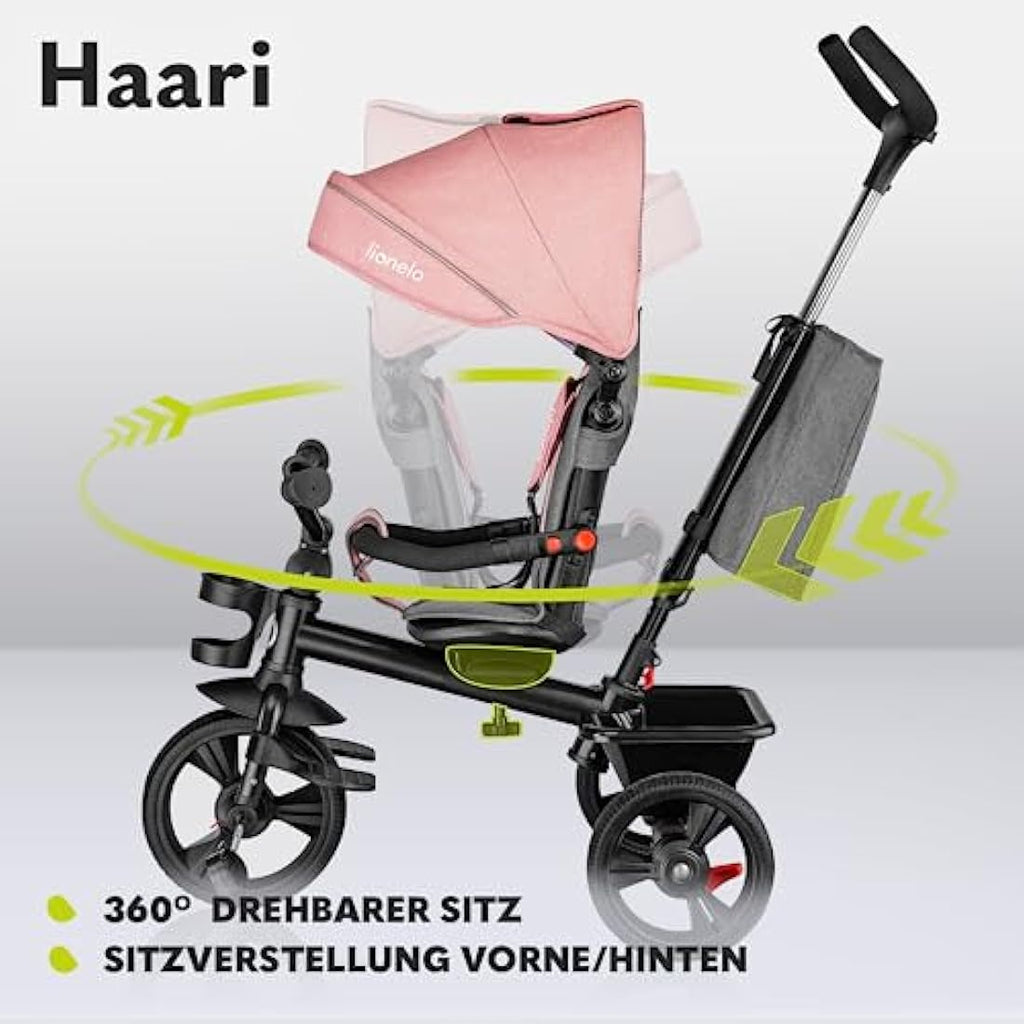 LIONELO Haari 2in1 Kids Tricycle Stroller with Swivel Seat & Canopy