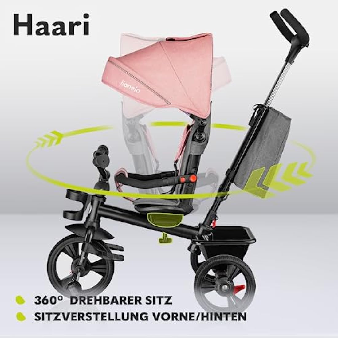 LIONELO Haari 2in1 Kids Tricycle Stroller with Swivel Seat & Canopy