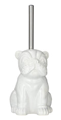 PUMA Bulldog Ceramic Toilet Brush Holder – White Dog Bathroom Decor