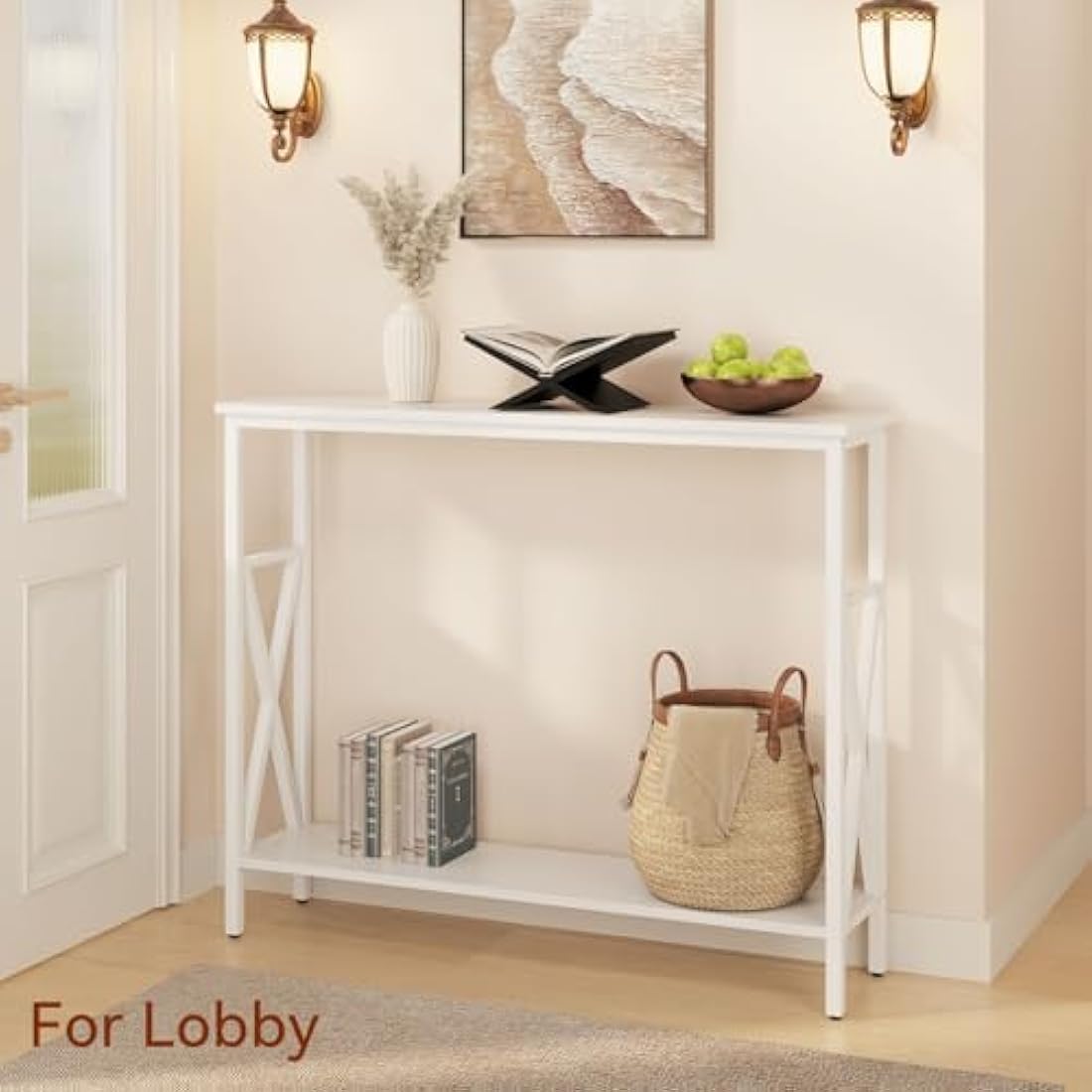 YMYNY Industrial Console Table – Narrow Entryway Sofa Table with Shelves