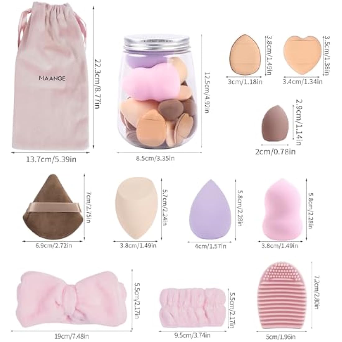 MAANGE 51-Piece Makeup Brush Set | Synthetic Tools with Bag - Pink