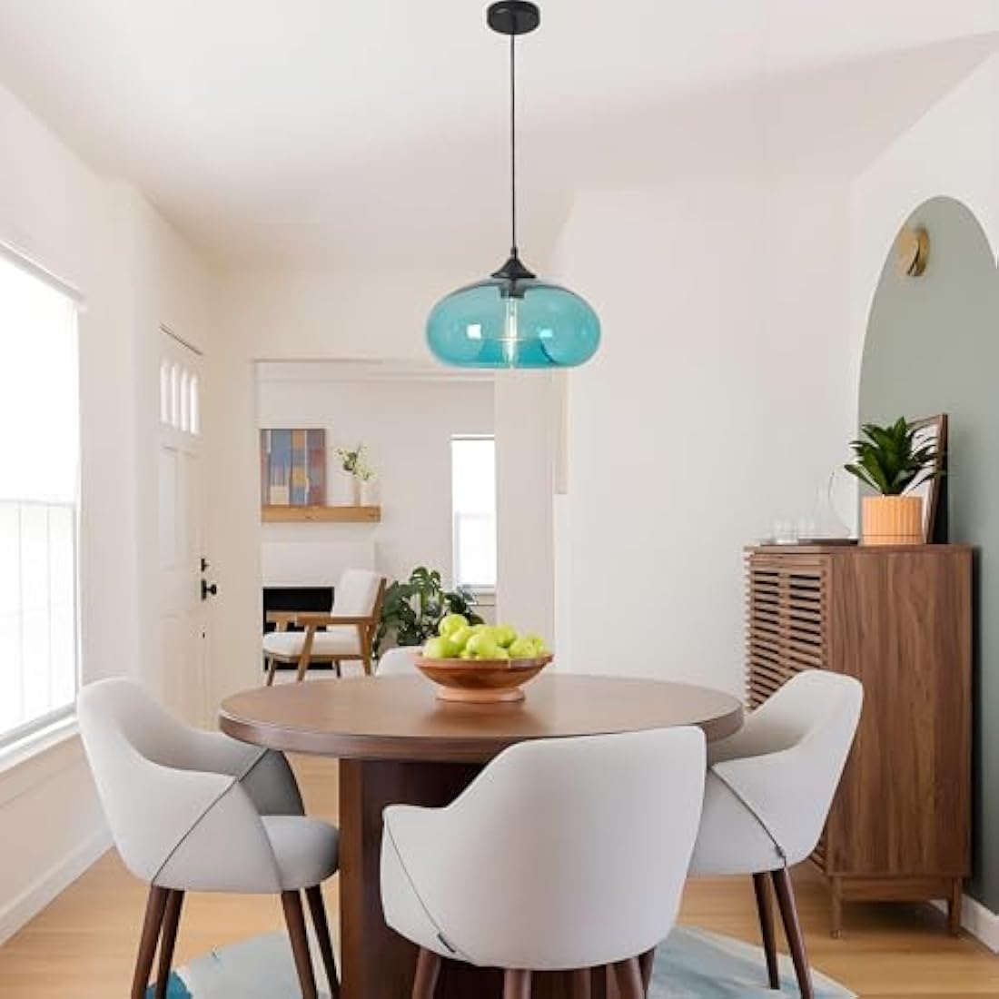 Jolof Store Industrial Glass Pendant Light – Turquoise Vintage E27 Lamp