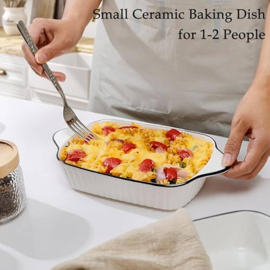 NUTRIUPS 34oz Ceramic Baking Dishes – Set of 4 Rectangular Lasagna Pans