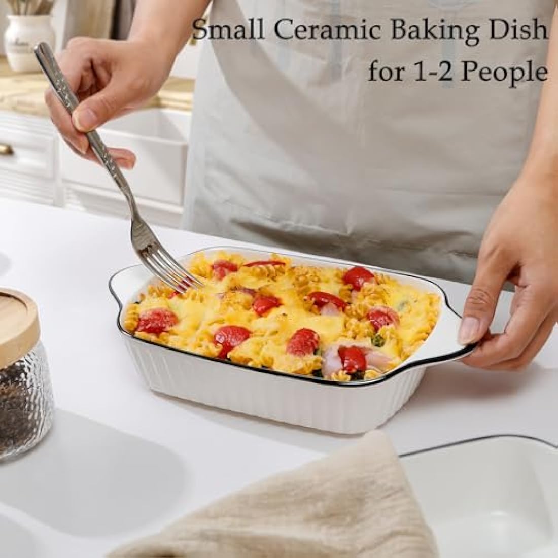NUTRIUPS 34oz Ceramic Baking Dishes – Set of 4 Rectangular Lasagna Pans