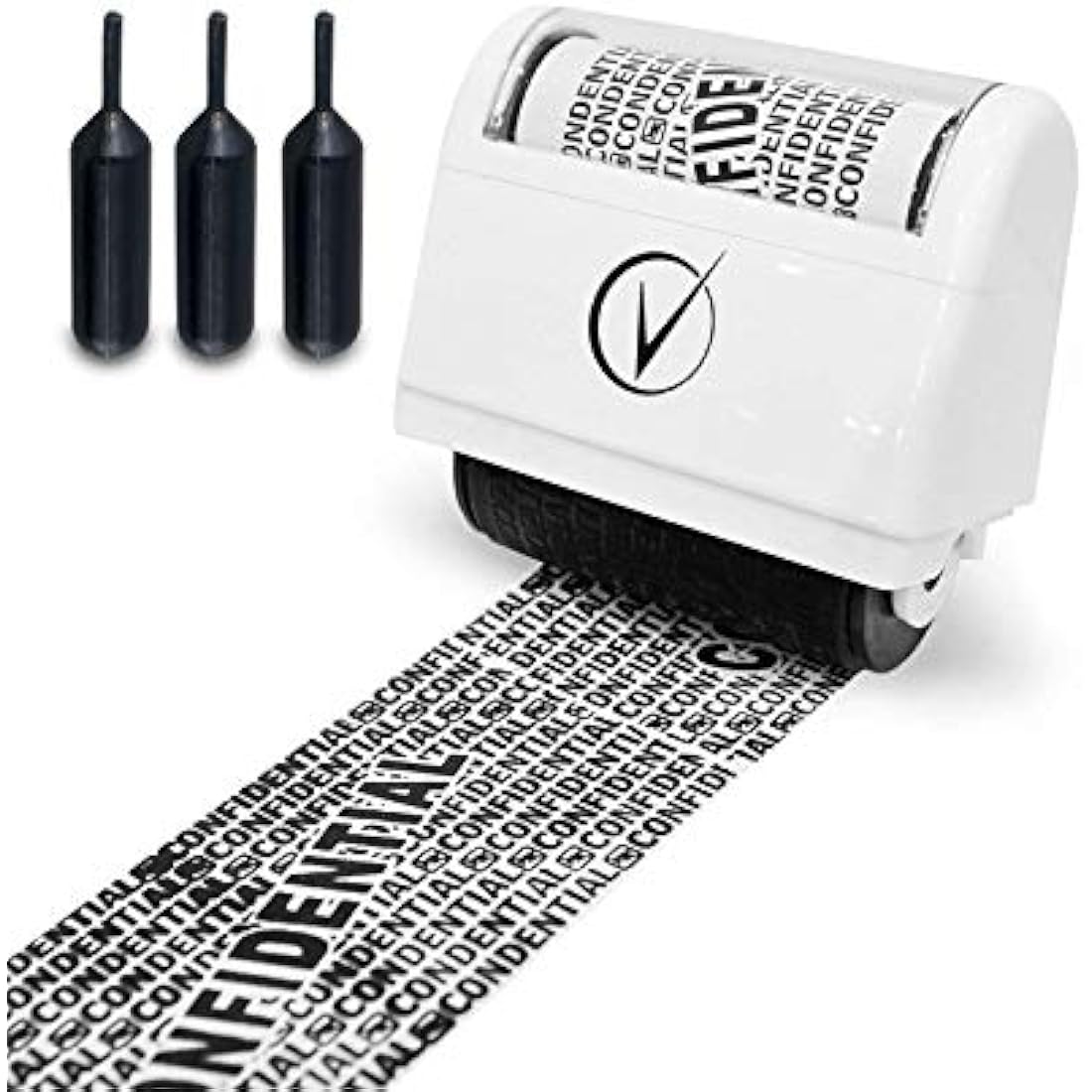 Vantamo Identity Theft Protection Roller Stamp with 3 Refills – White