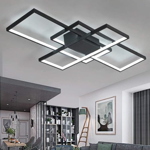 Modern LED Dimmable Ceiling Light | Black Metal & Acrylic