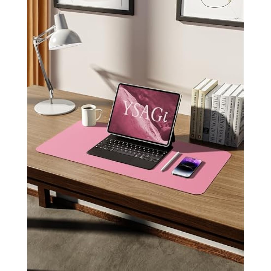 YSAGi Leather Desk Mat – Large Waterproof Non-Slip Mouse Pad, Pink