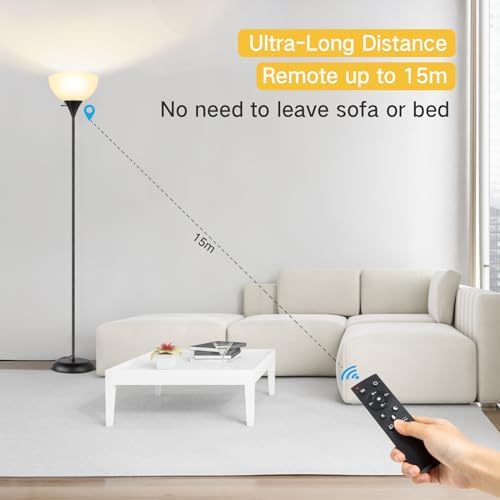 OUTON LED Torchiere Floor Lamp | Dimmable Standing Lamp with Remote