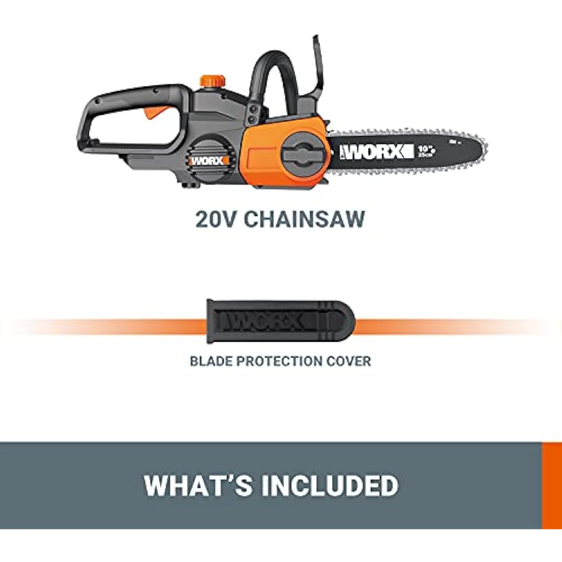 Worx WG322E.9 20V Cordless 25cm Compact Chainsaw – PowerShare Tool Only
