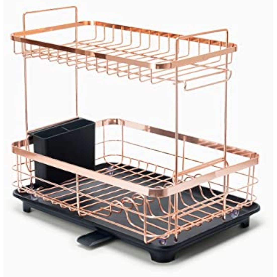 2-Tier Dish Drying Rack – Rose Gold Kitchen Organizer