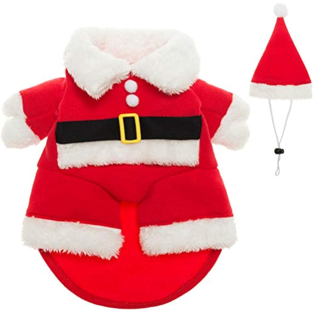 Dog Christmas Santa Costume – Soft Pet Holiday Hoodie | Large